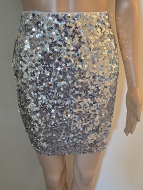 Nwt Silver Sequin Pencil Skirt - Sleek Evening Pencil